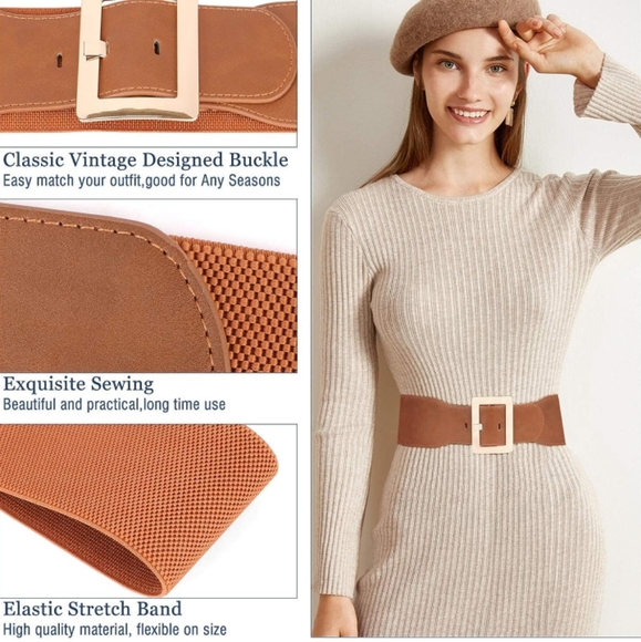 Brown stretchy size L belt - Picture 2 of 7
